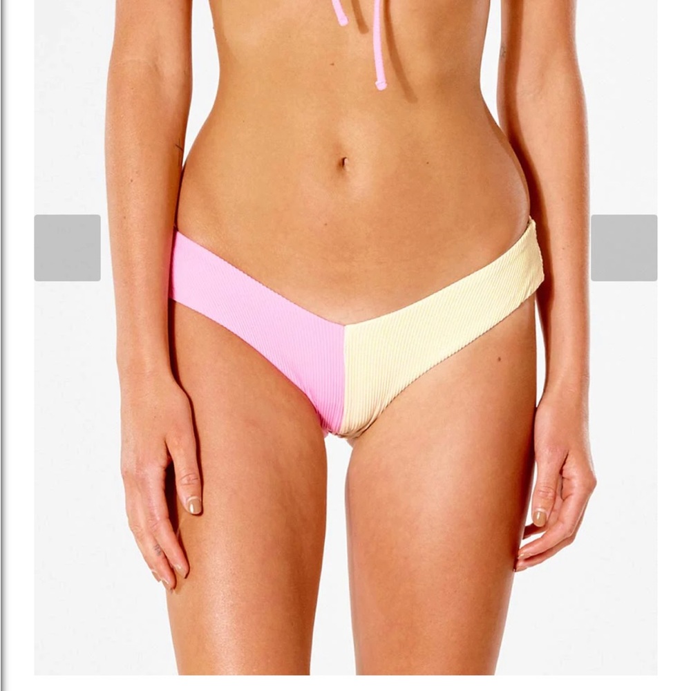 Rip Curl Two-Tone Pink and Pale Yellow Bikini Bottom